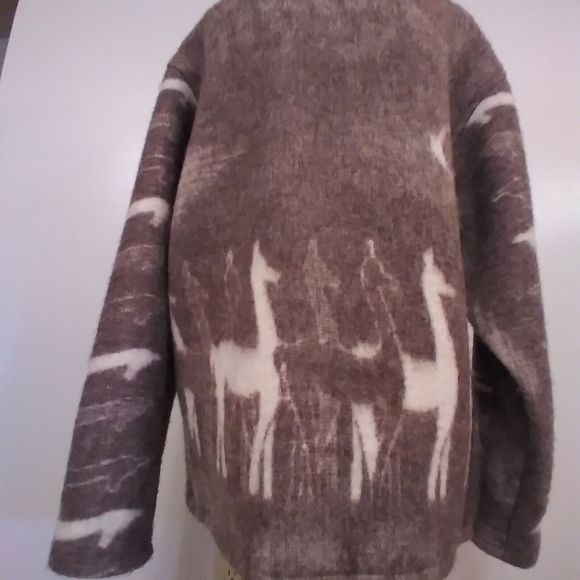 Alpaca Connection Wool Large Coat Jacket - Full Zip - Unique & Beautiful Print - Picture 13 of 16